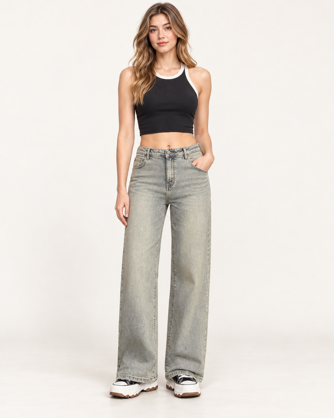 Jeans Wide Leg Sage