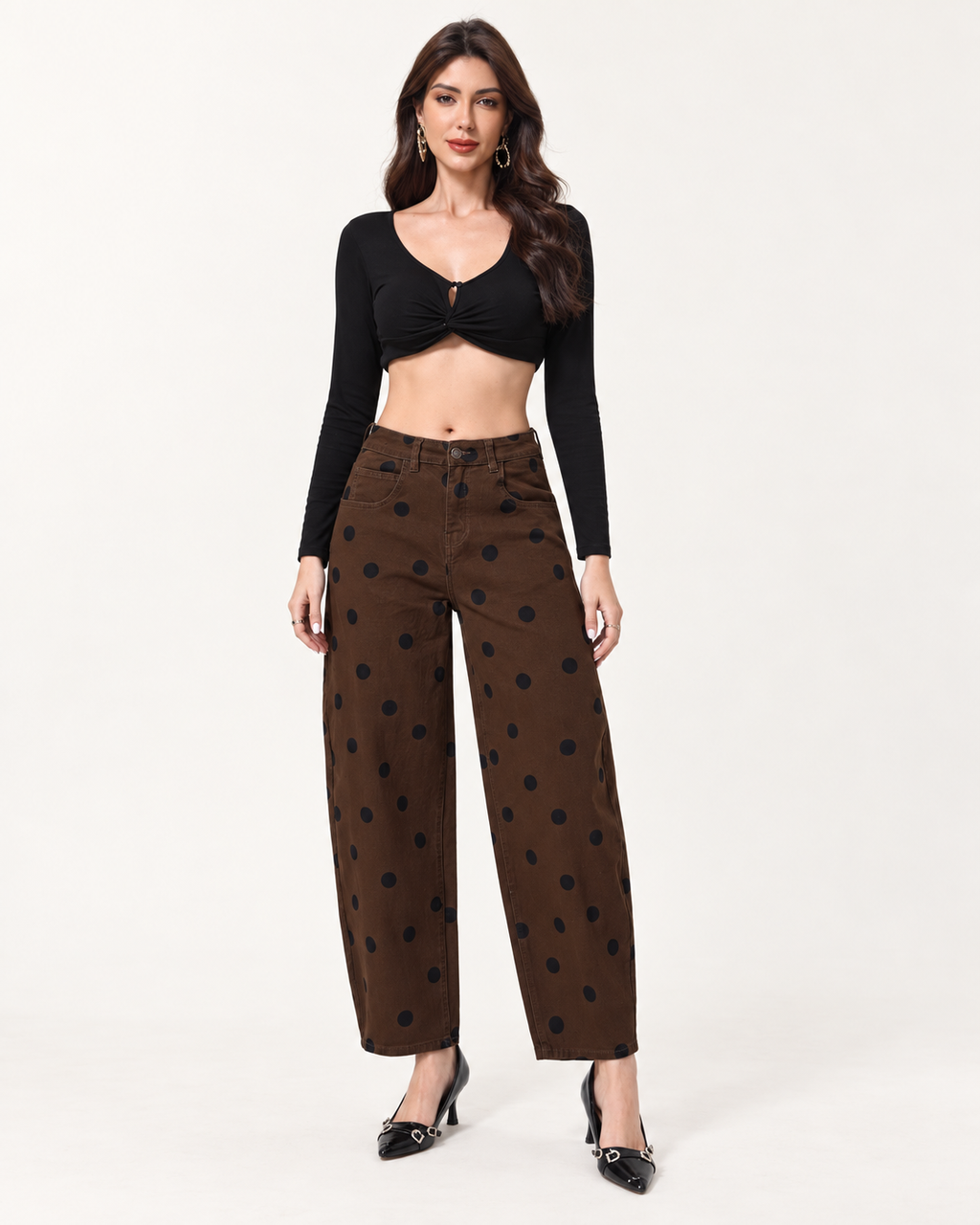 Jeans Barrel Pois Maxi