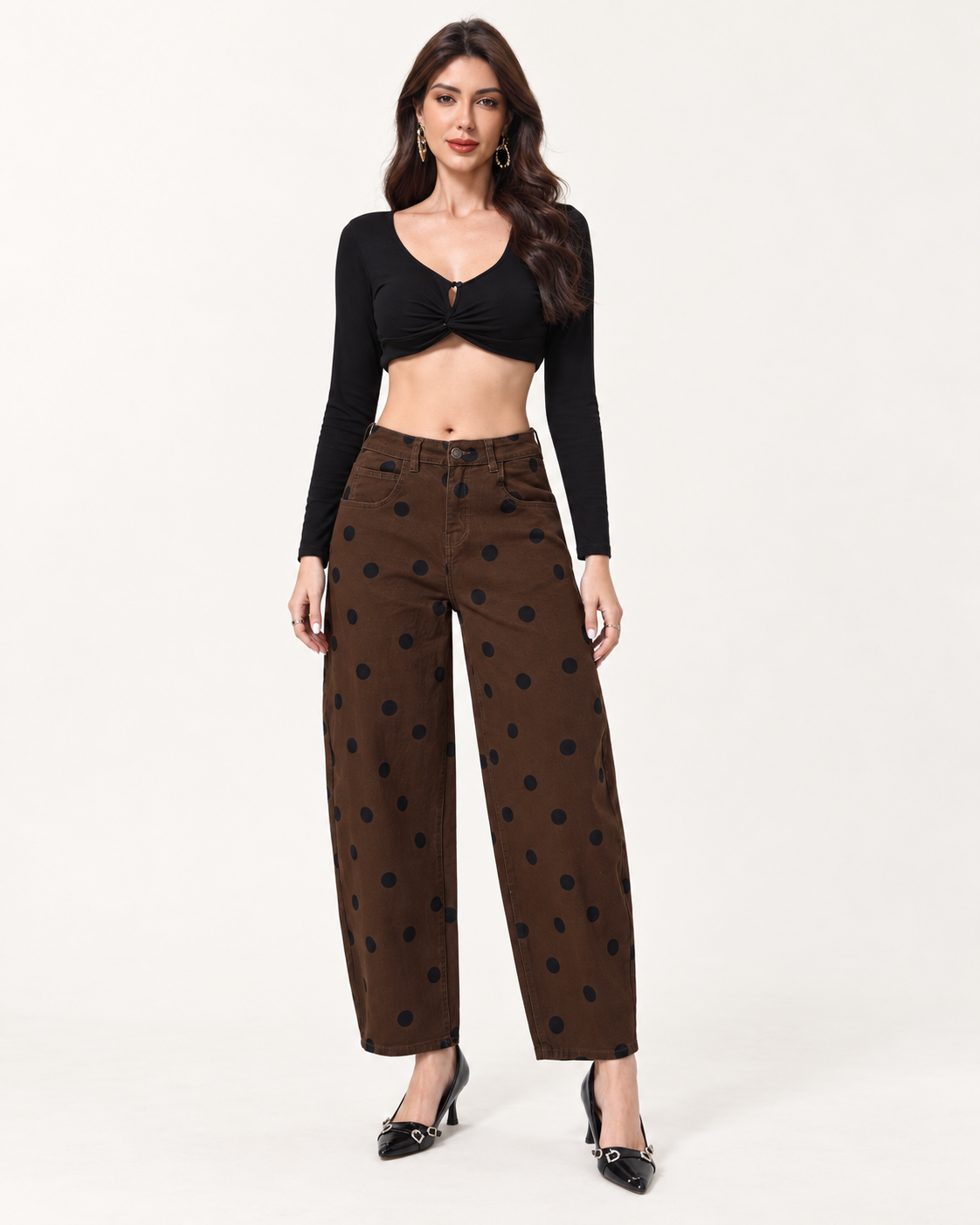 Jeans Barrel Pois Maxi