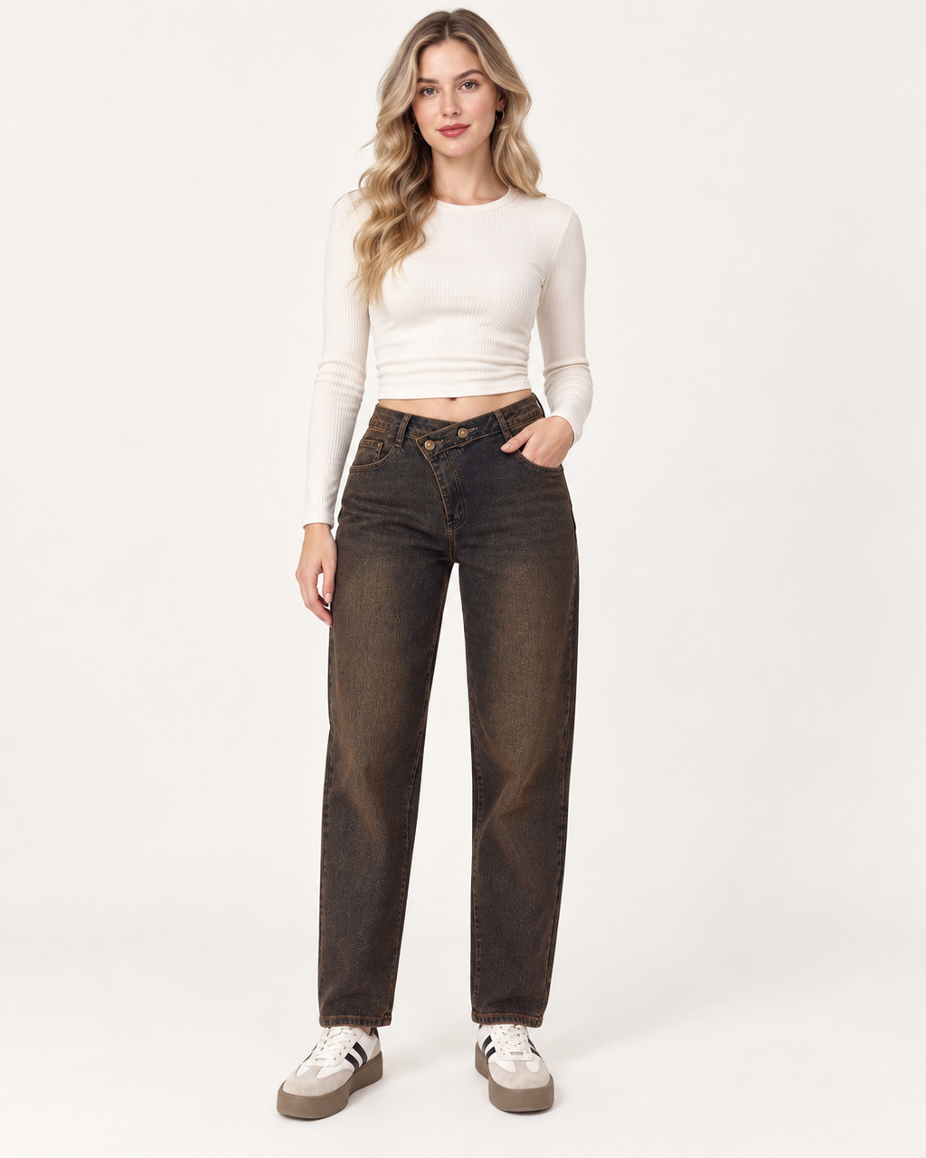 Jeans Vita Incrociata Brown