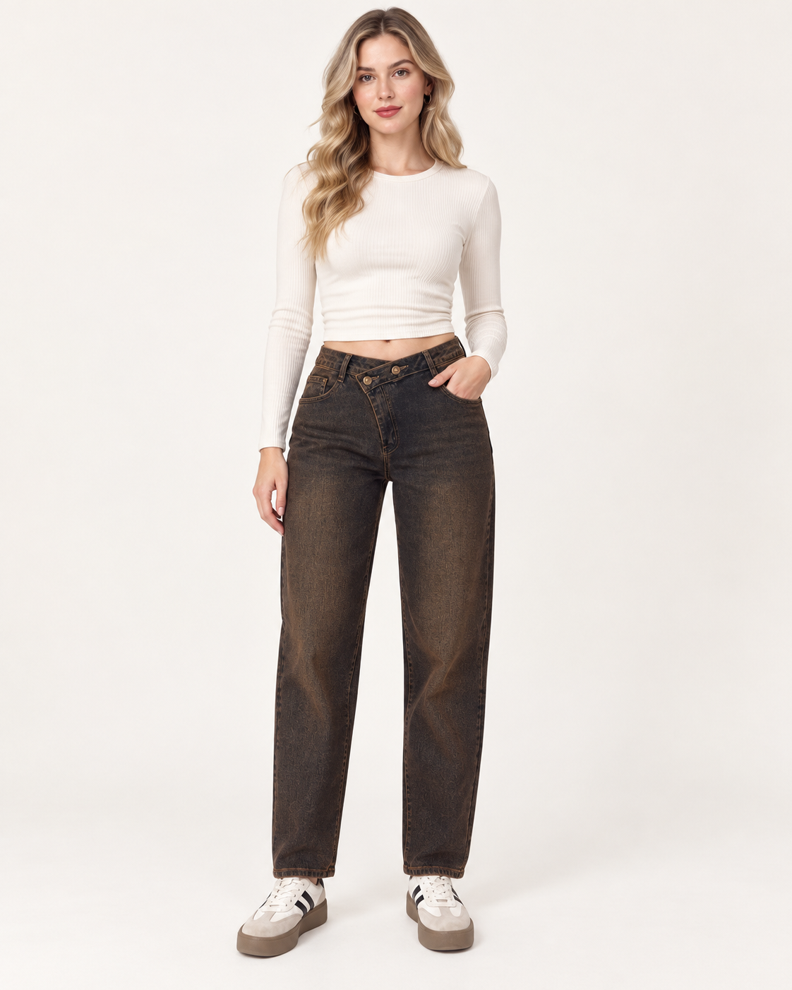 Jeans Vita Incrociata Brown