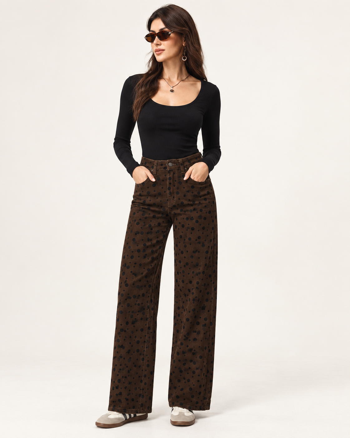 Jeans Wide Leg Pois Mini