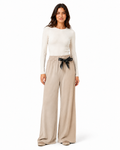 Pantalone Palazzo con Cintura Satin