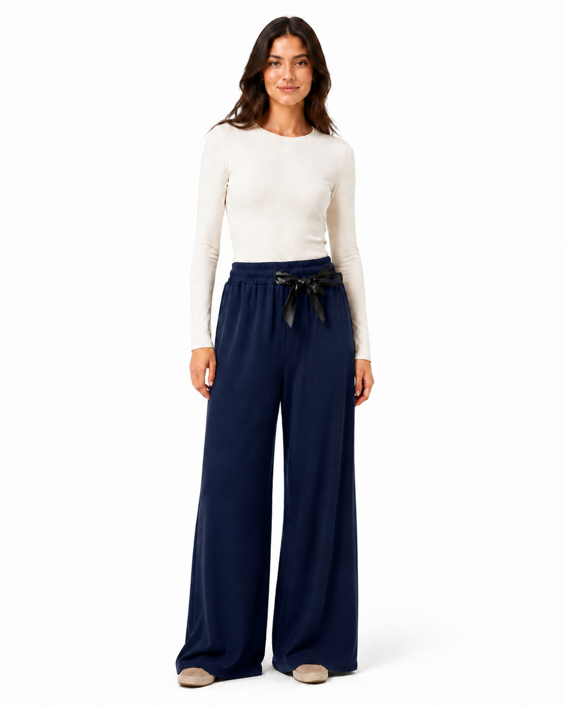 Pantalone Palazzo con Cintura Satin