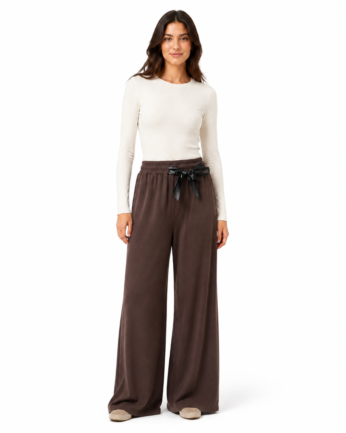 Pantalone Palazzo con Cintura Satin