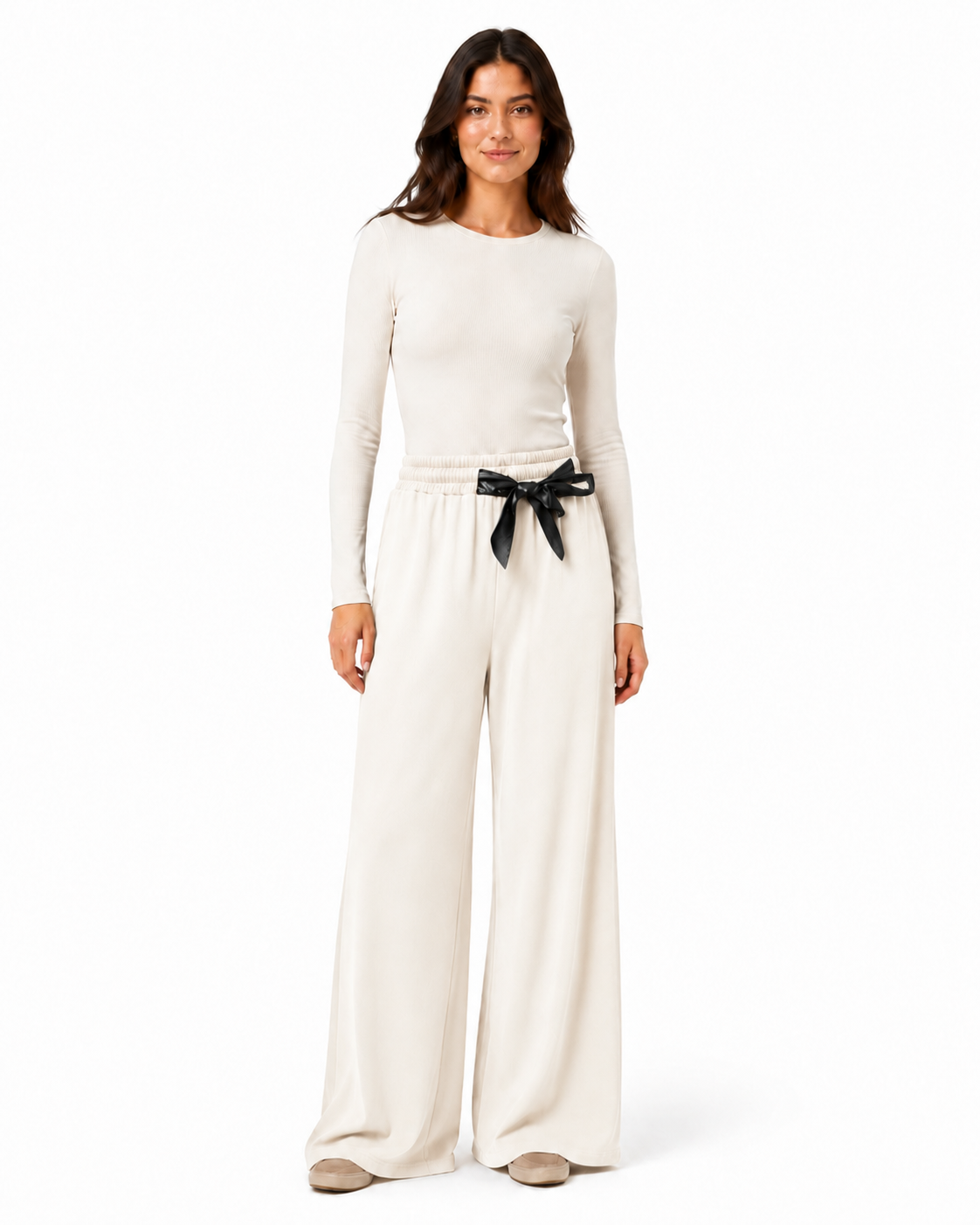 Pantalone Palazzo con Cintura Satin