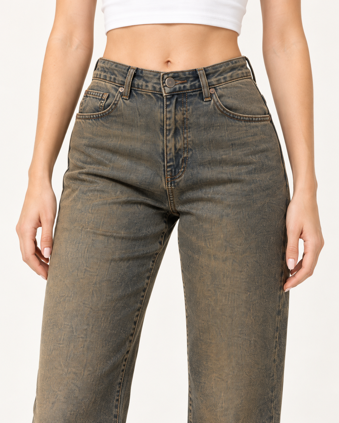 Jeans Straight Olive Wash