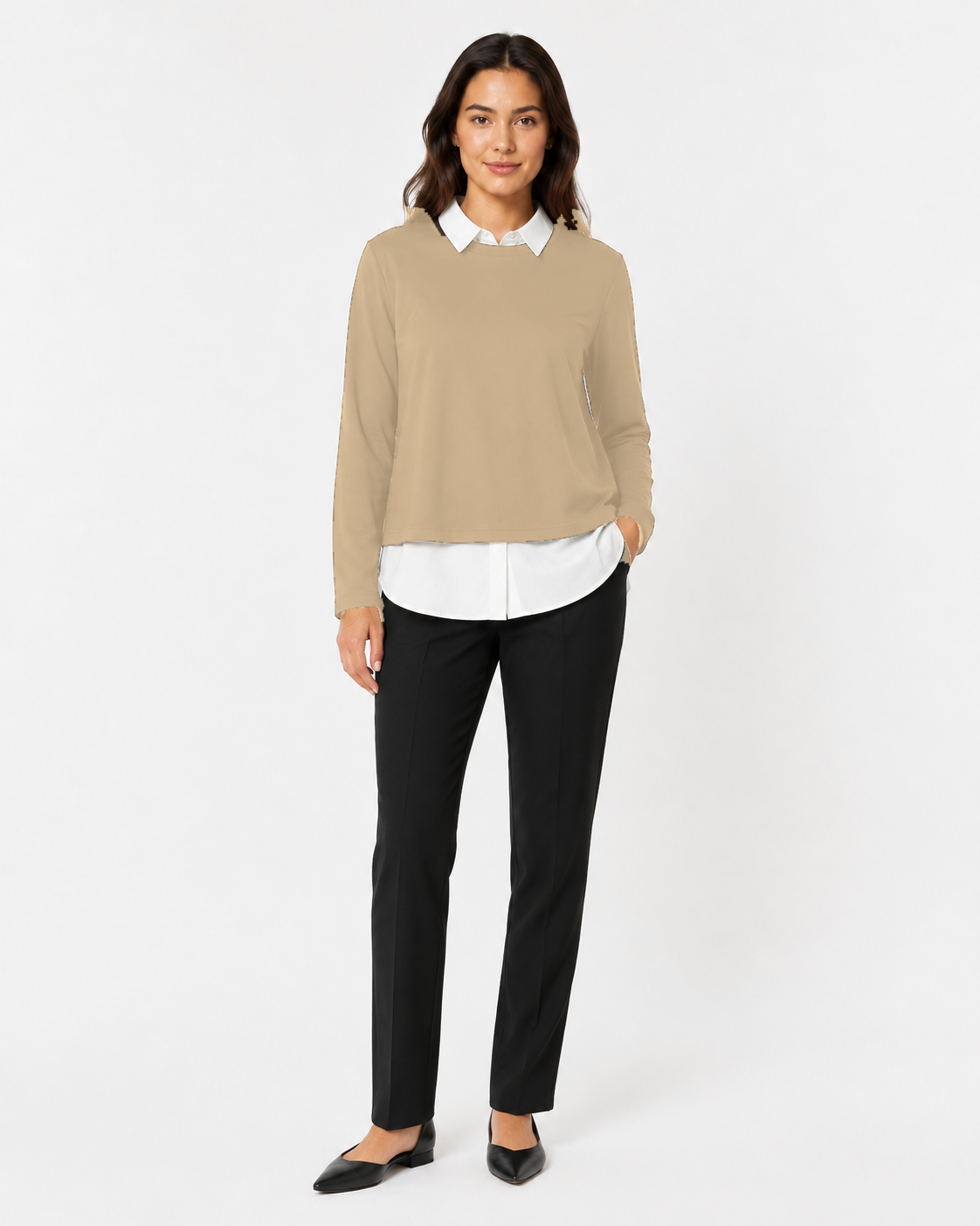 Maglia Layered con Colletto Camicia