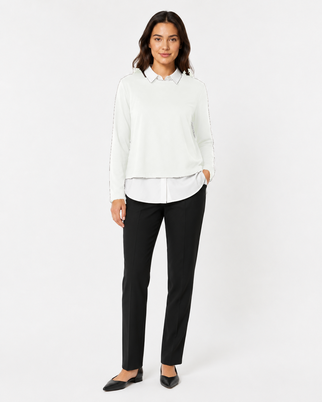 Maglia Layered con Colletto Camicia
