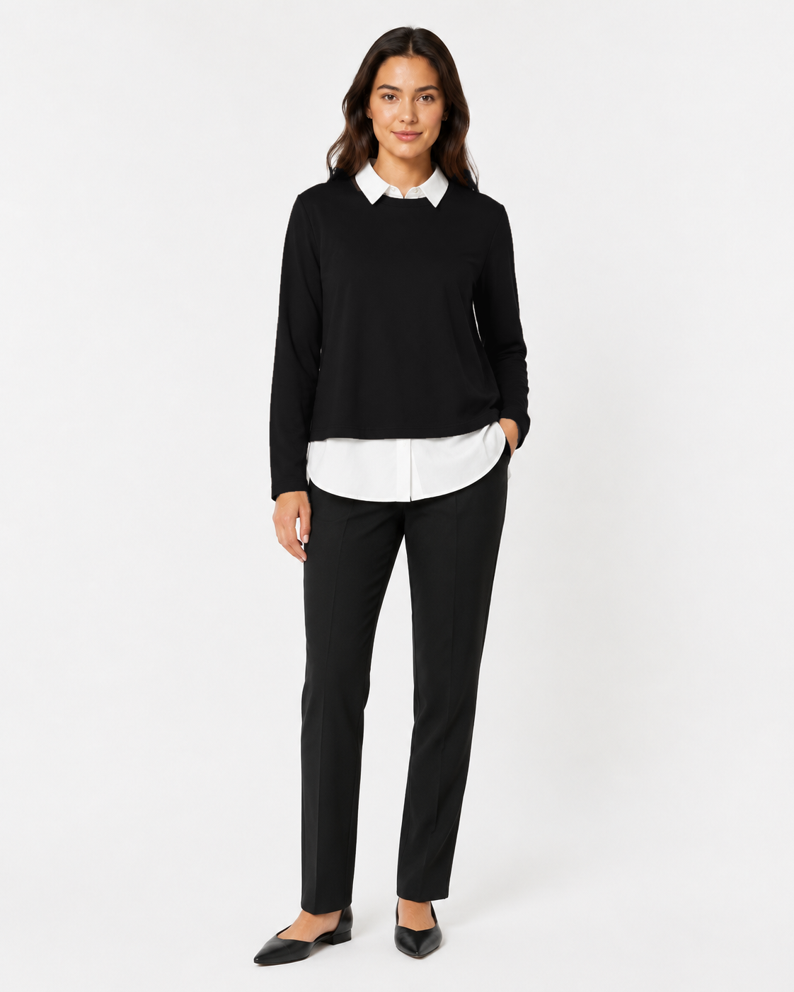 Maglia Layered con Colletto Camicia