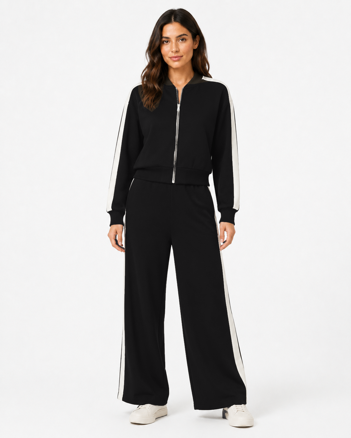 Completo Sporty Stripe Bomber e Palazzo