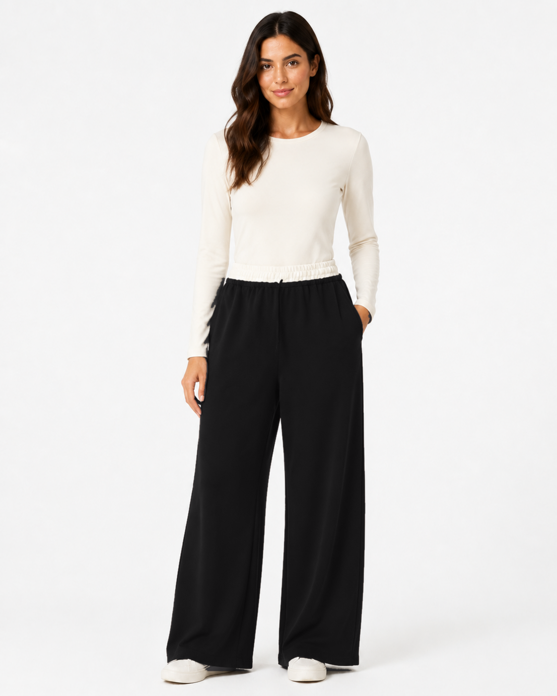 Pantalone Palazzo Waist Contrast