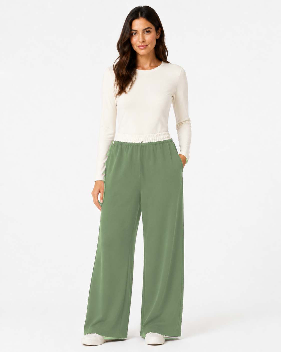Pantalone Palazzo Waist Contrast