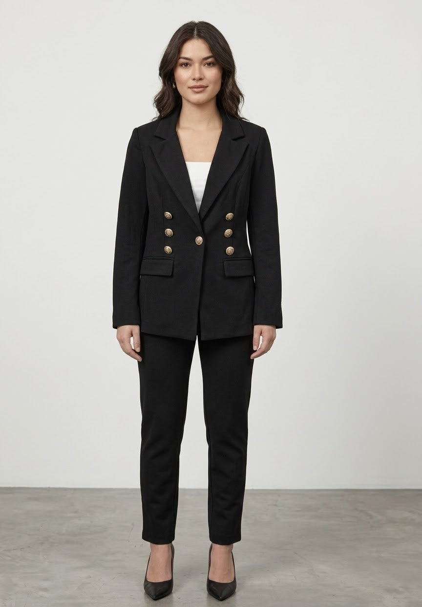 Completo Tailleur Elegante con Bottoni Gioiello Dorati – Taglia Unica
