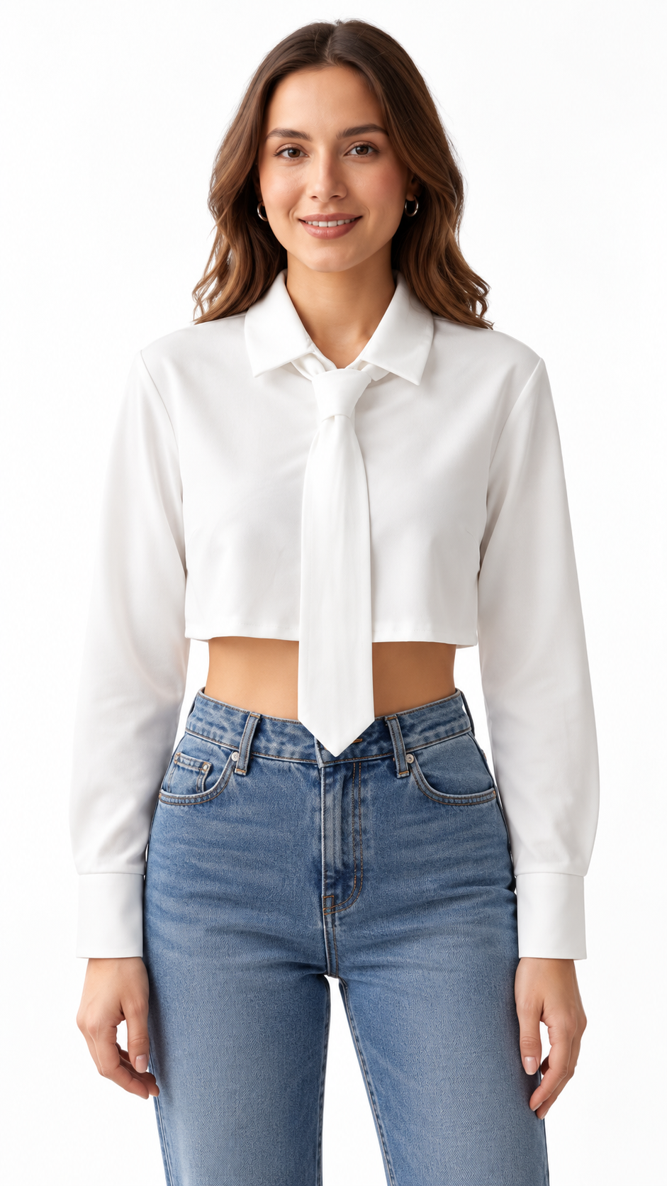 Camicia crop con cravatta