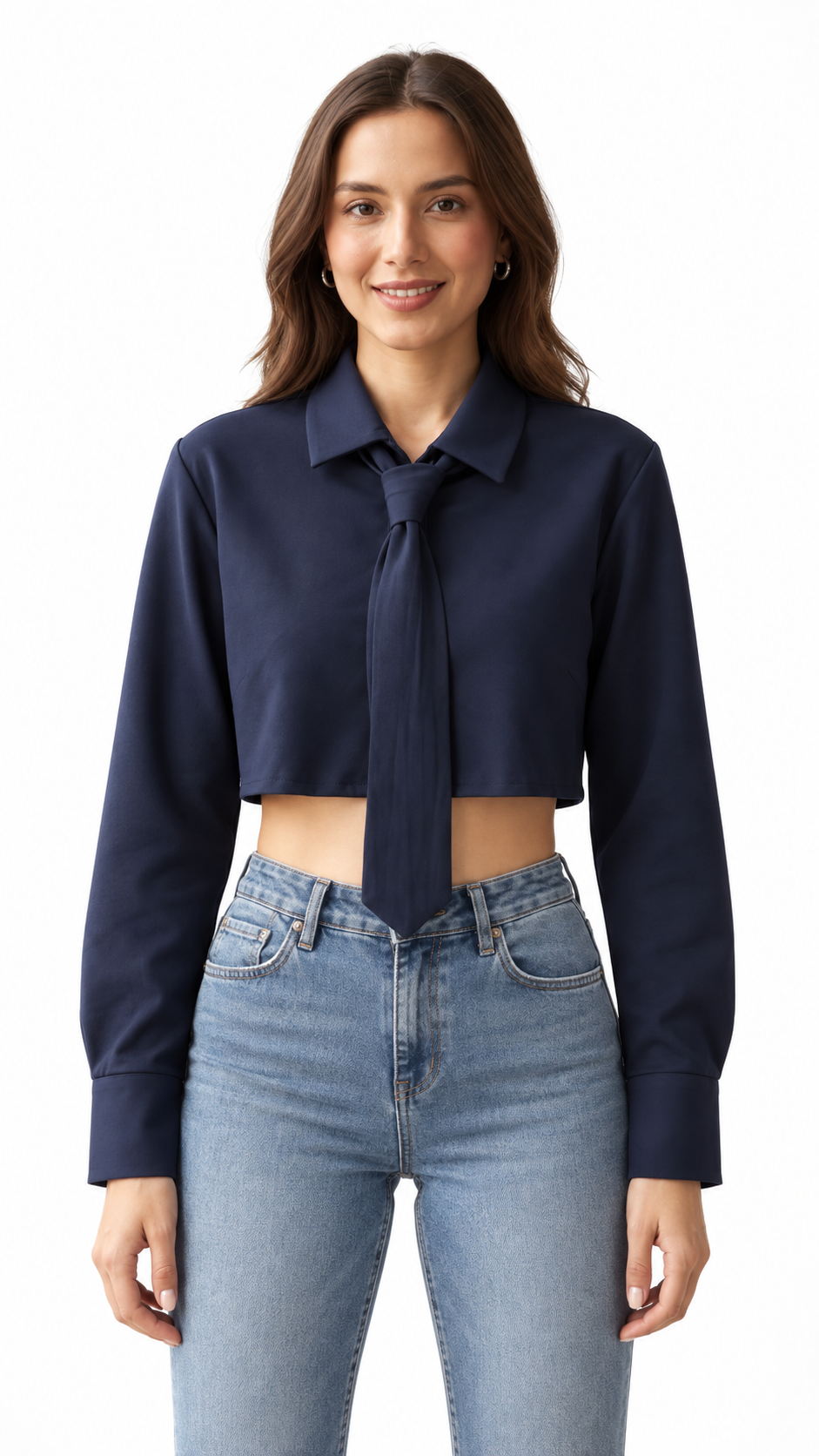 Camicia crop con cravatta