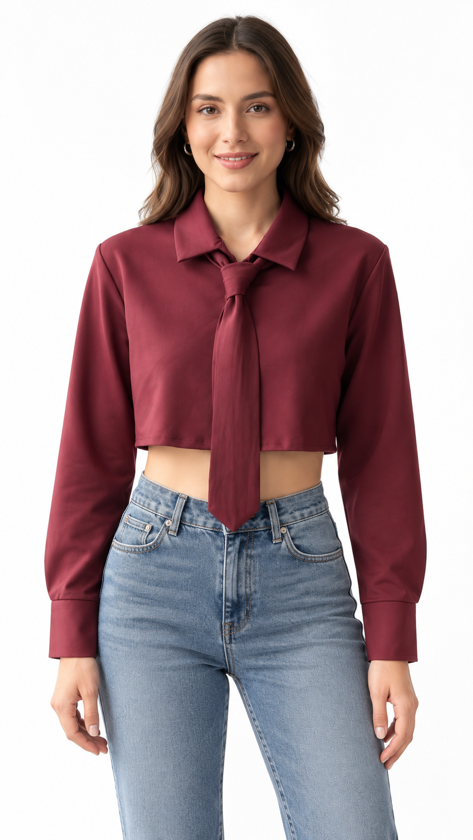 Camicia crop con cravatta