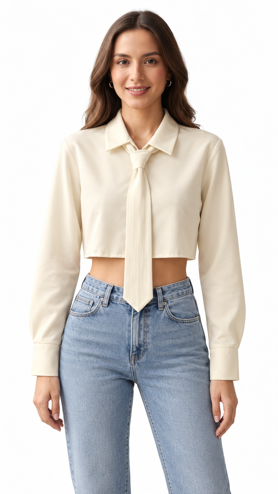 Camicia crop con cravatta