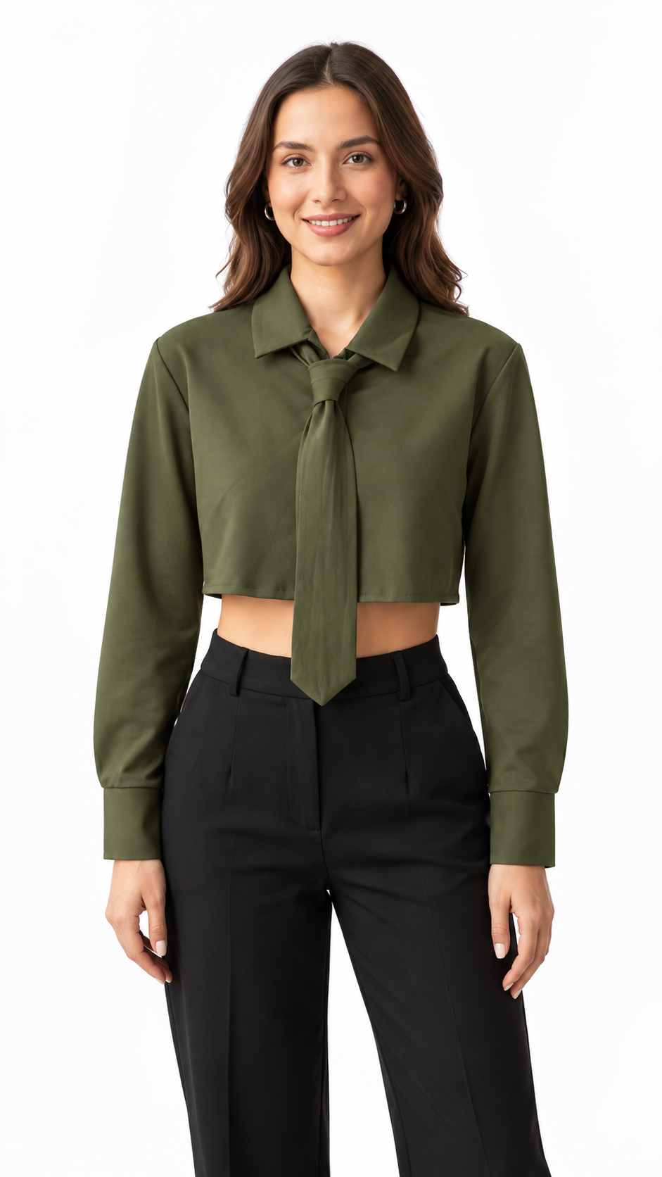 Camicia crop con cravatta
