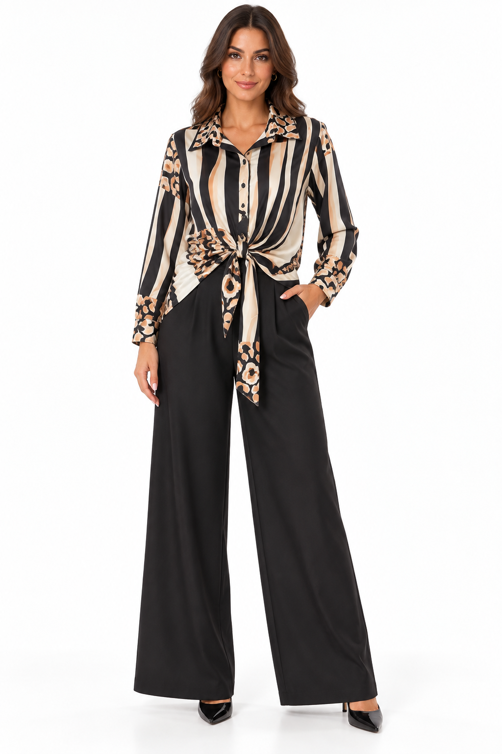 Completo camicia fantasia e pantalone