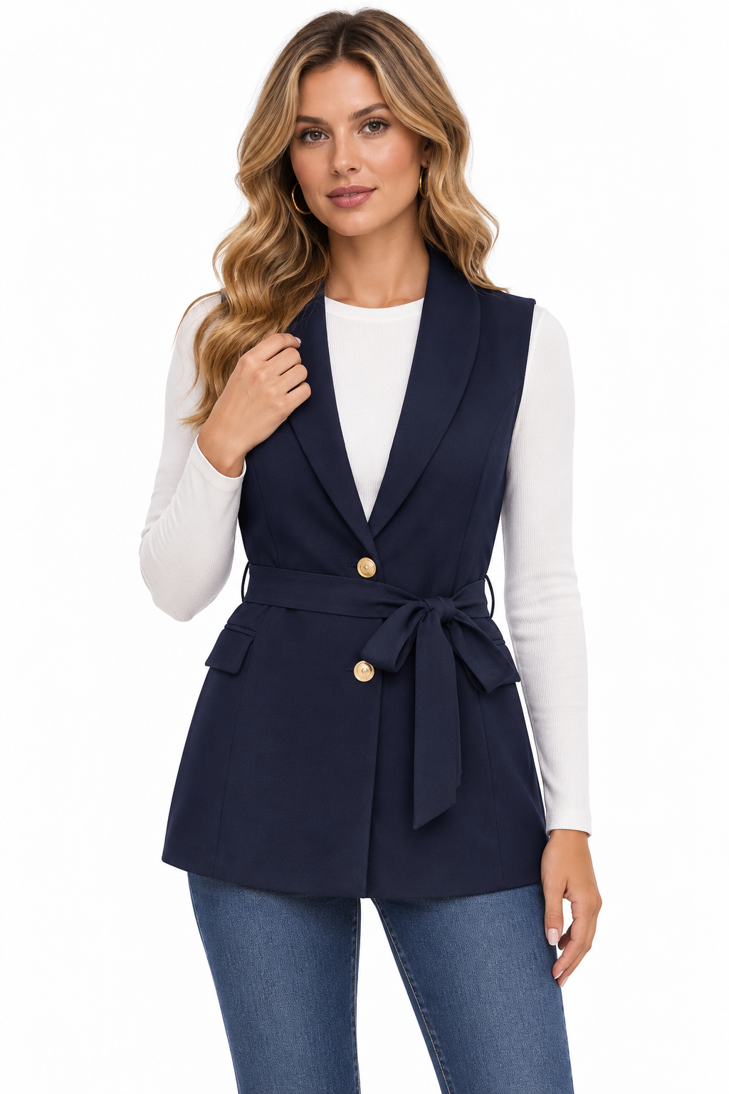 Gilet lungo con cintura