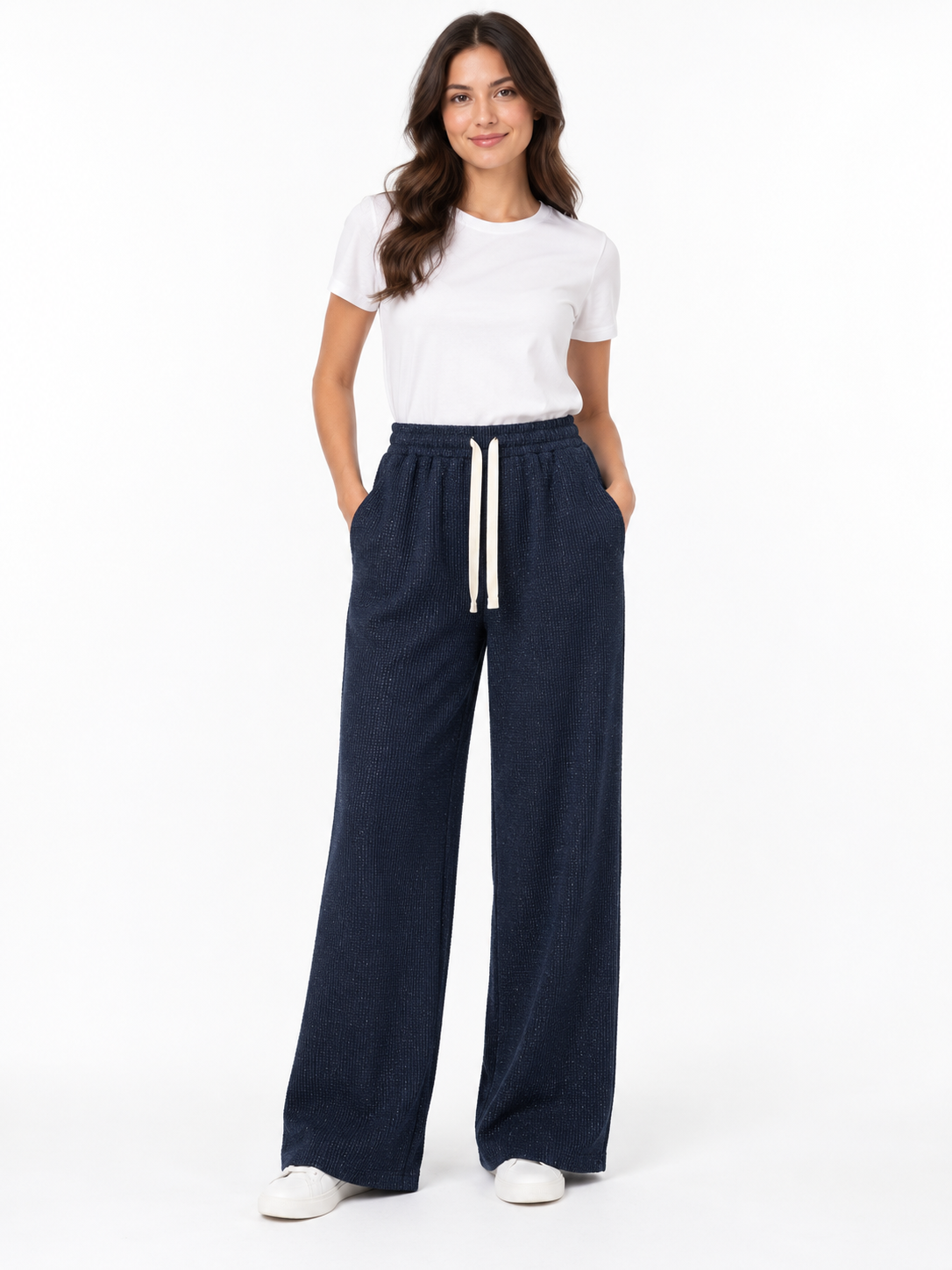 Pantalone a trama con coulisse chiara