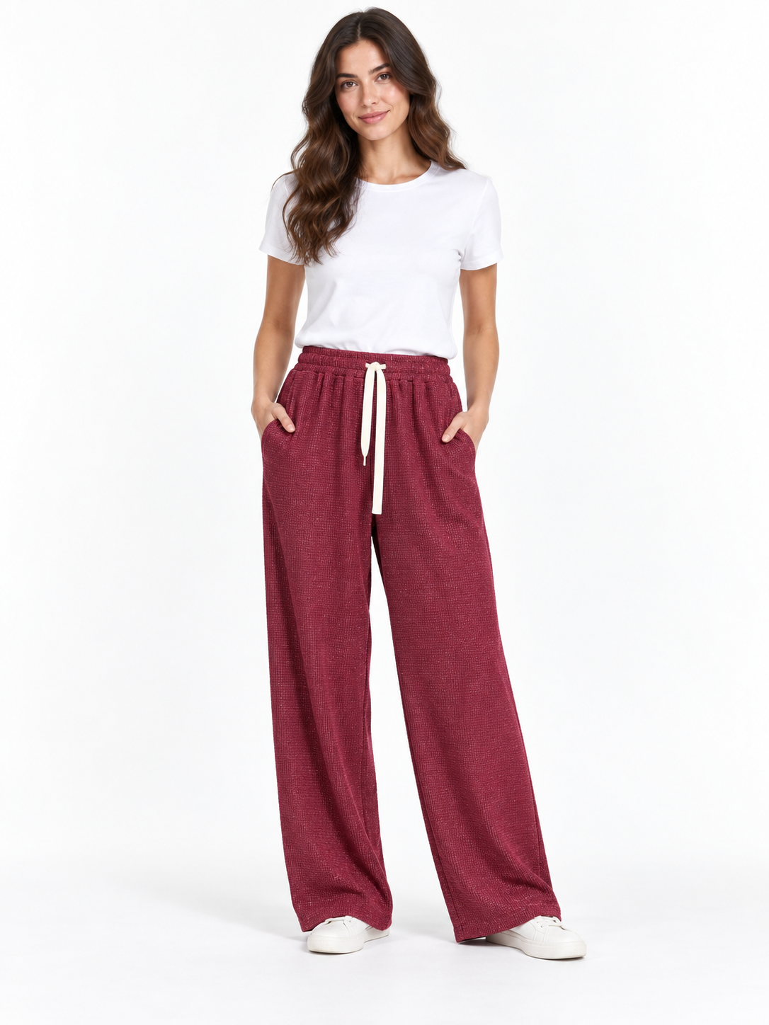 Pantalone a trama con coulisse chiara