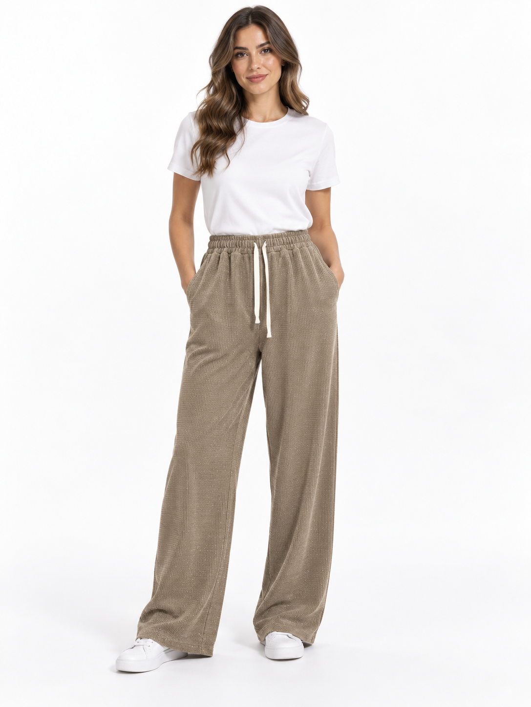 Pantalone a trama con coulisse chiara