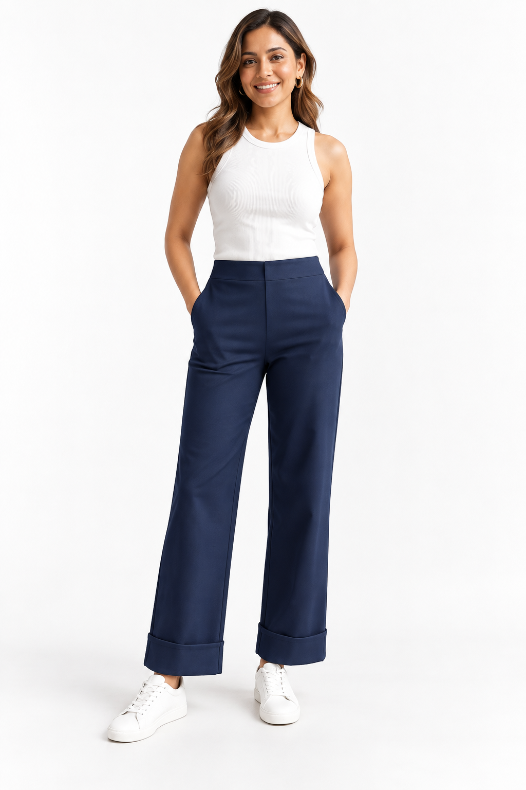 Pantalone dritto con risvolto