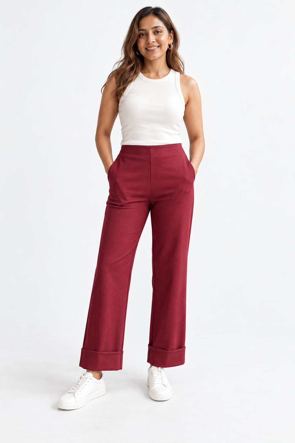 Pantalone dritto con risvolto
