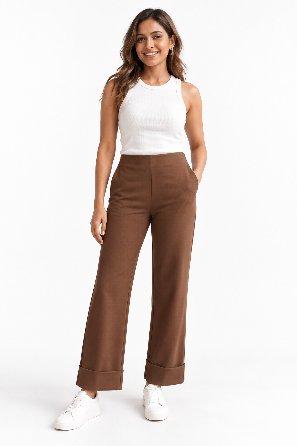Pantalone dritto con risvolto
