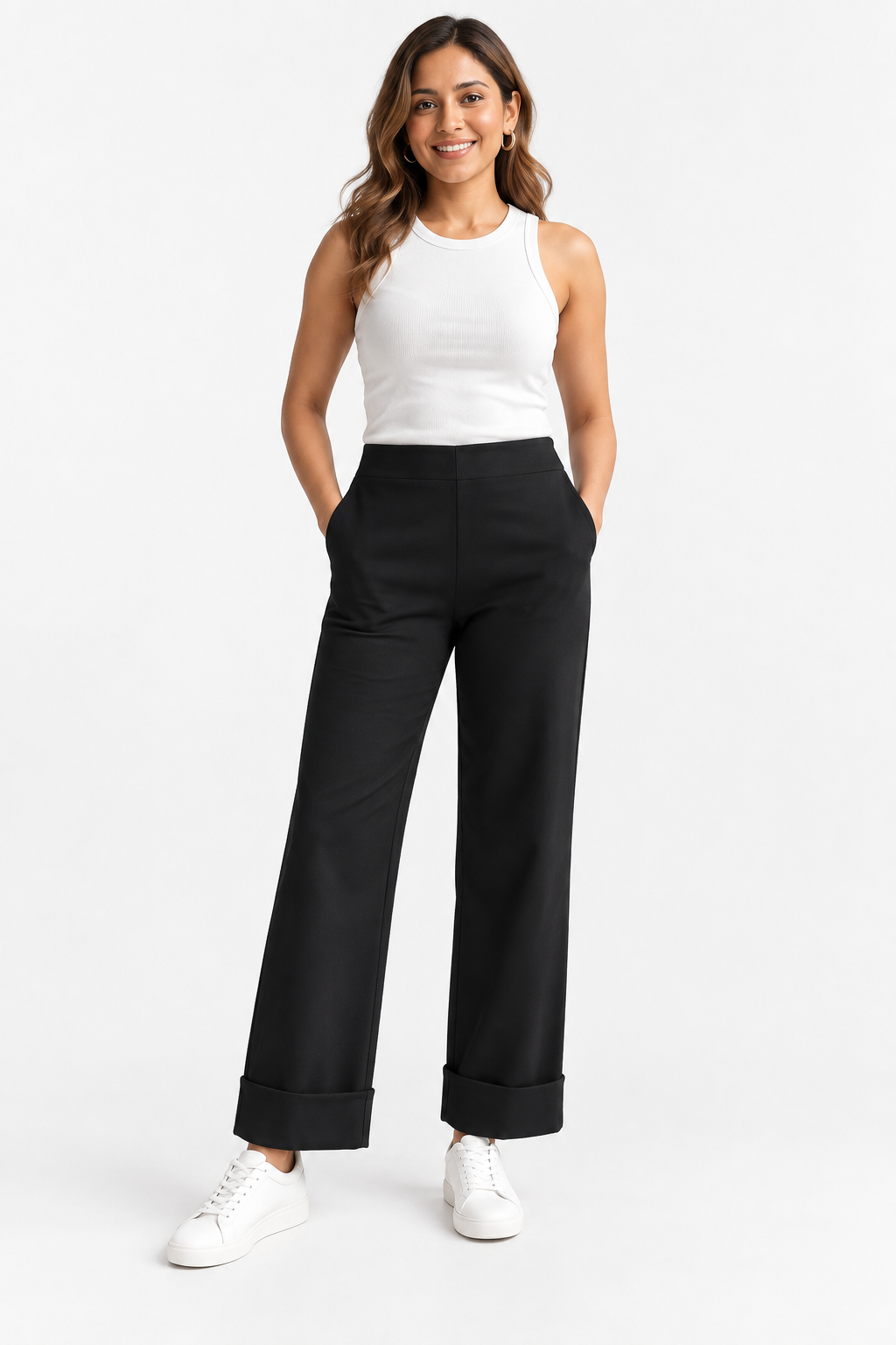 Pantalone dritto con risvolto