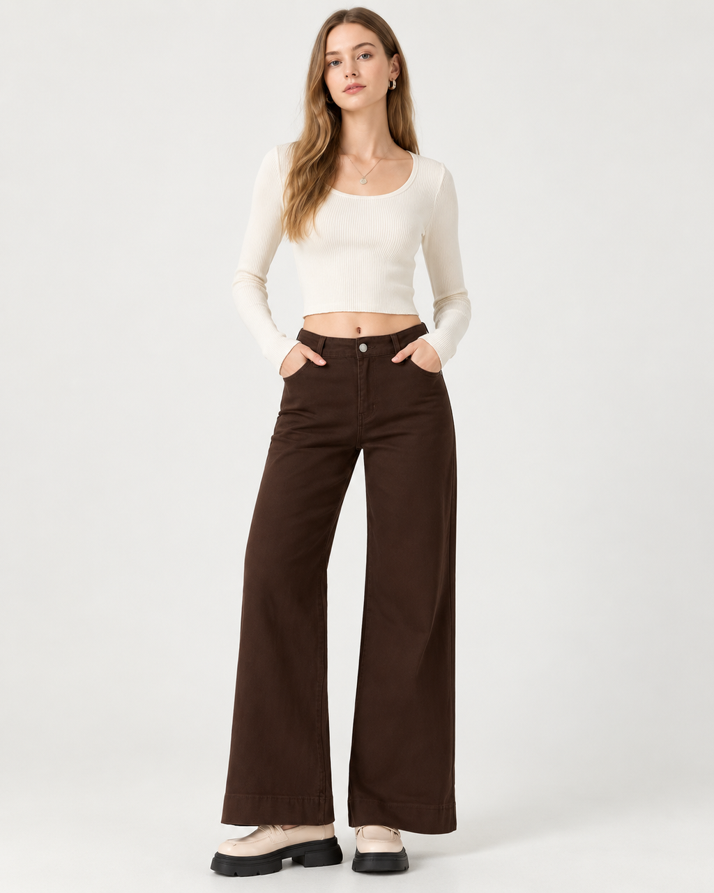 Jeans Wide Leg Chocolate