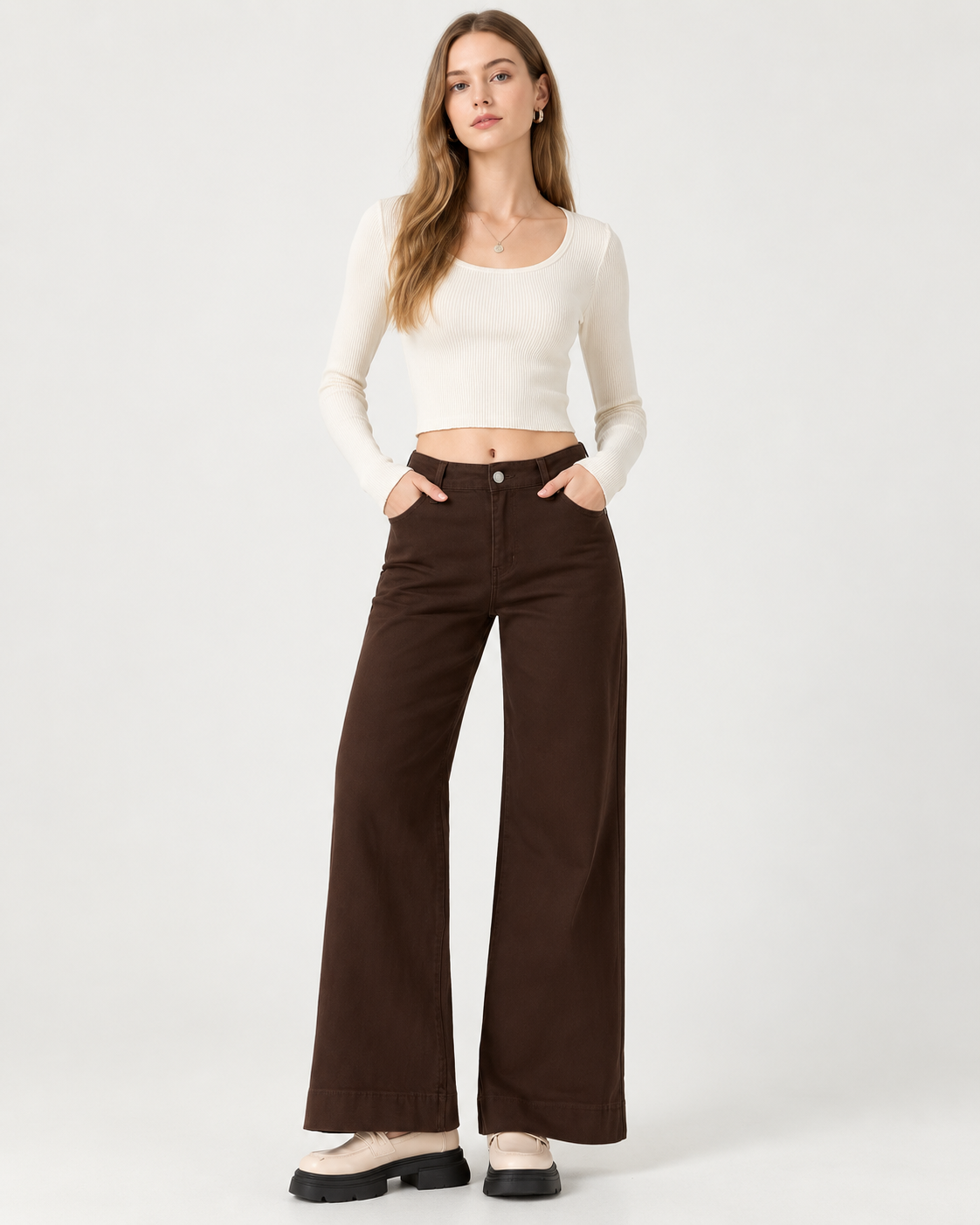 Jeans Wide Leg Chocolate