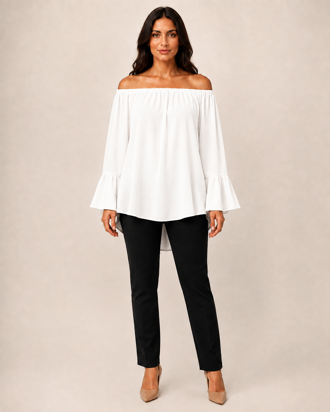 Blusa Bardot con Maniche a Campana