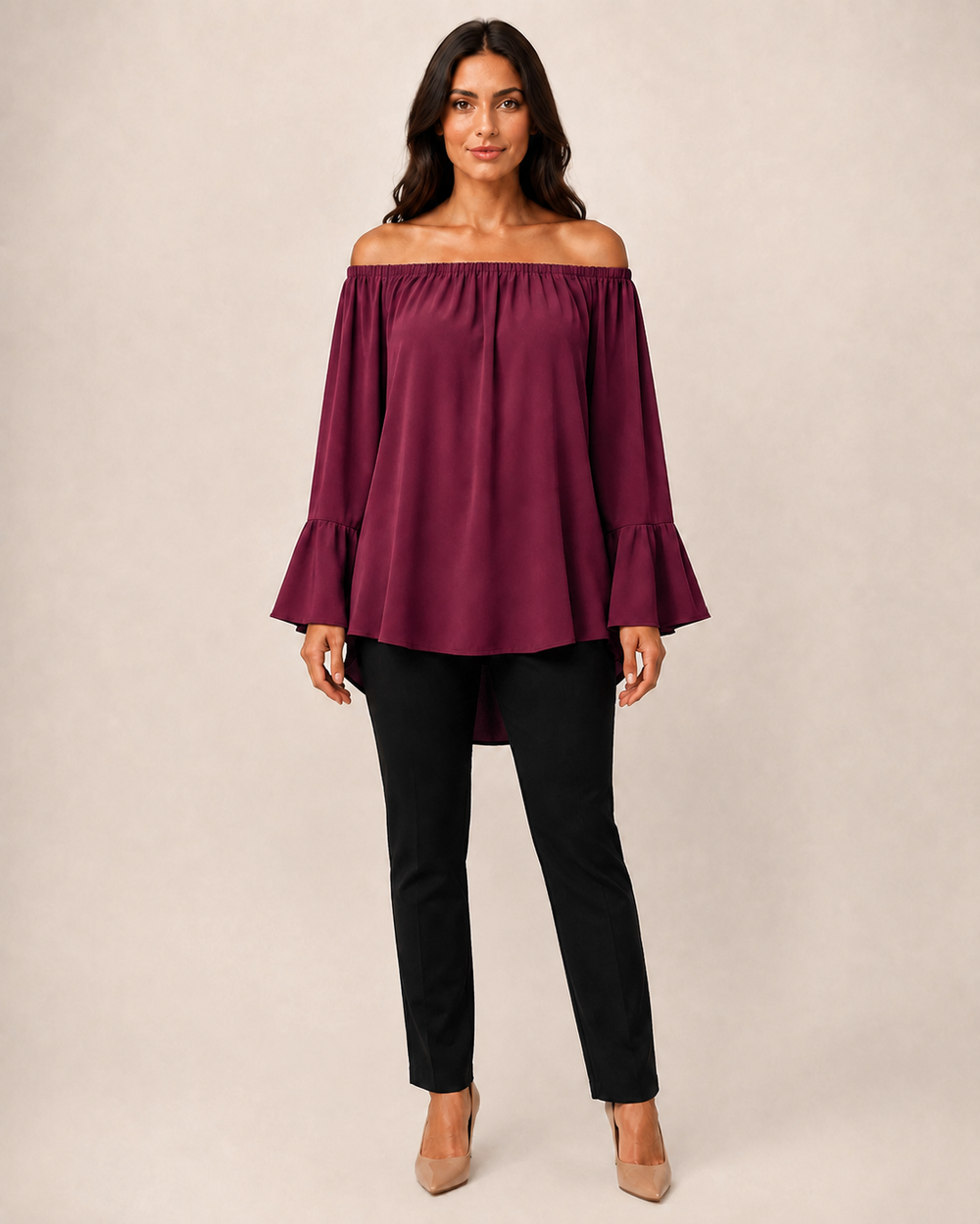 Blusa Bardot con Maniche a Campana