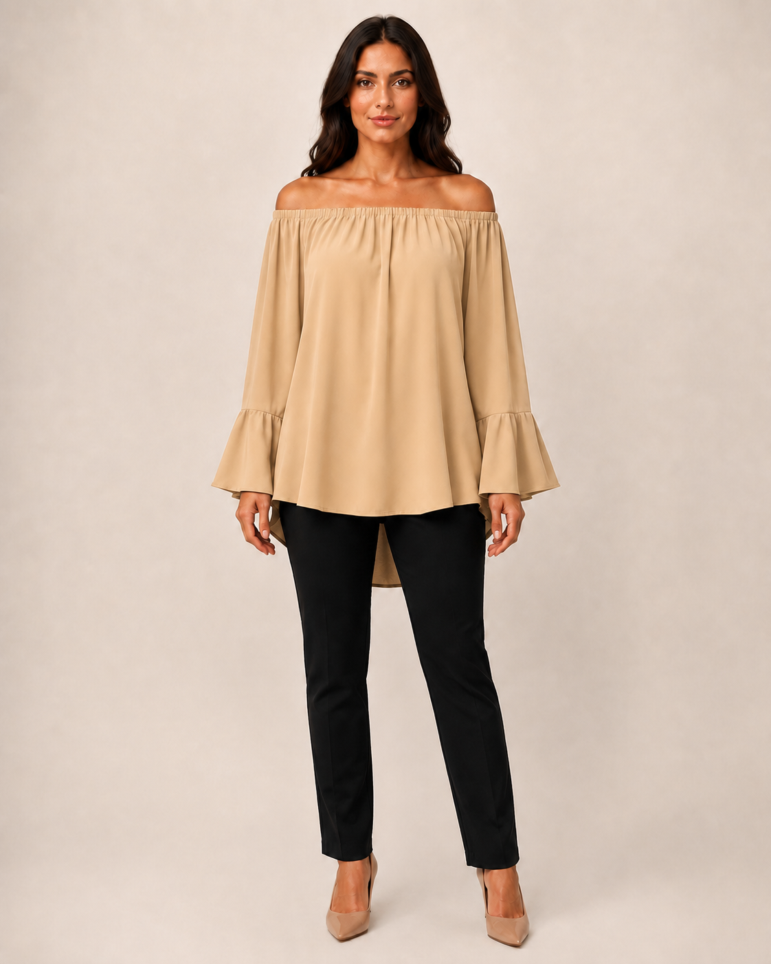 Blusa Bardot con Maniche a Campana
