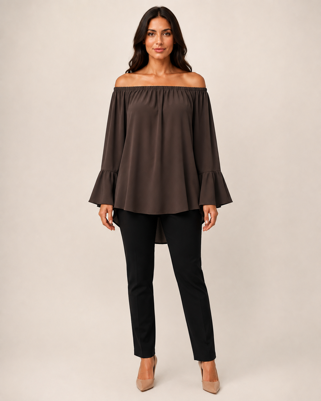 Blusa Bardot con Maniche a Campana