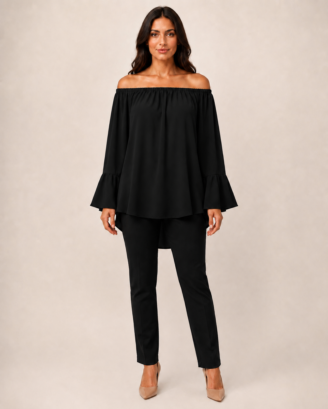 Blusa Bardot con Maniche a Campana