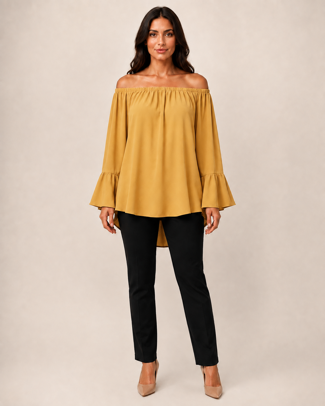 Blusa Bardot con Maniche a Campana
