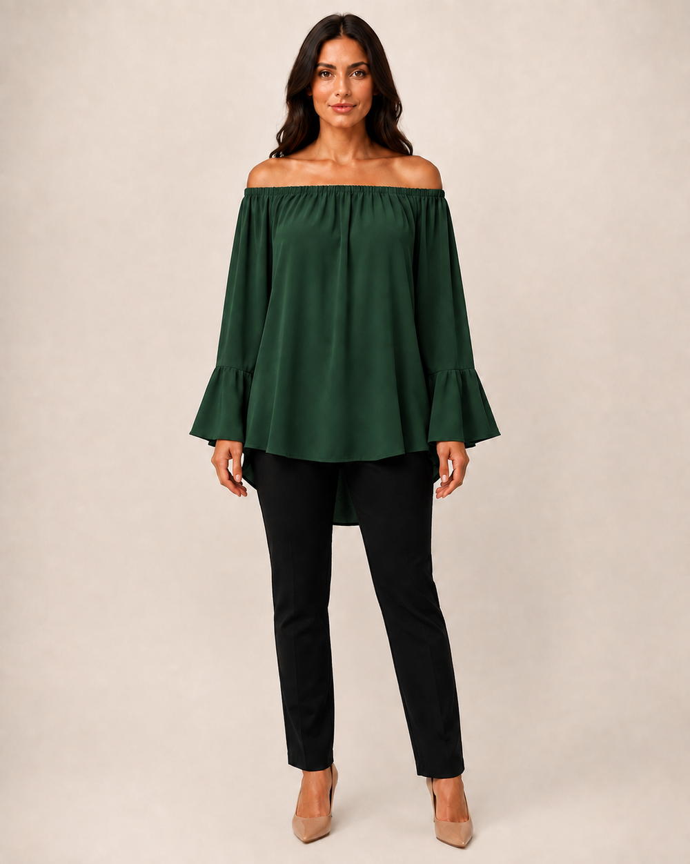 Blusa Bardot con Maniche a Campana