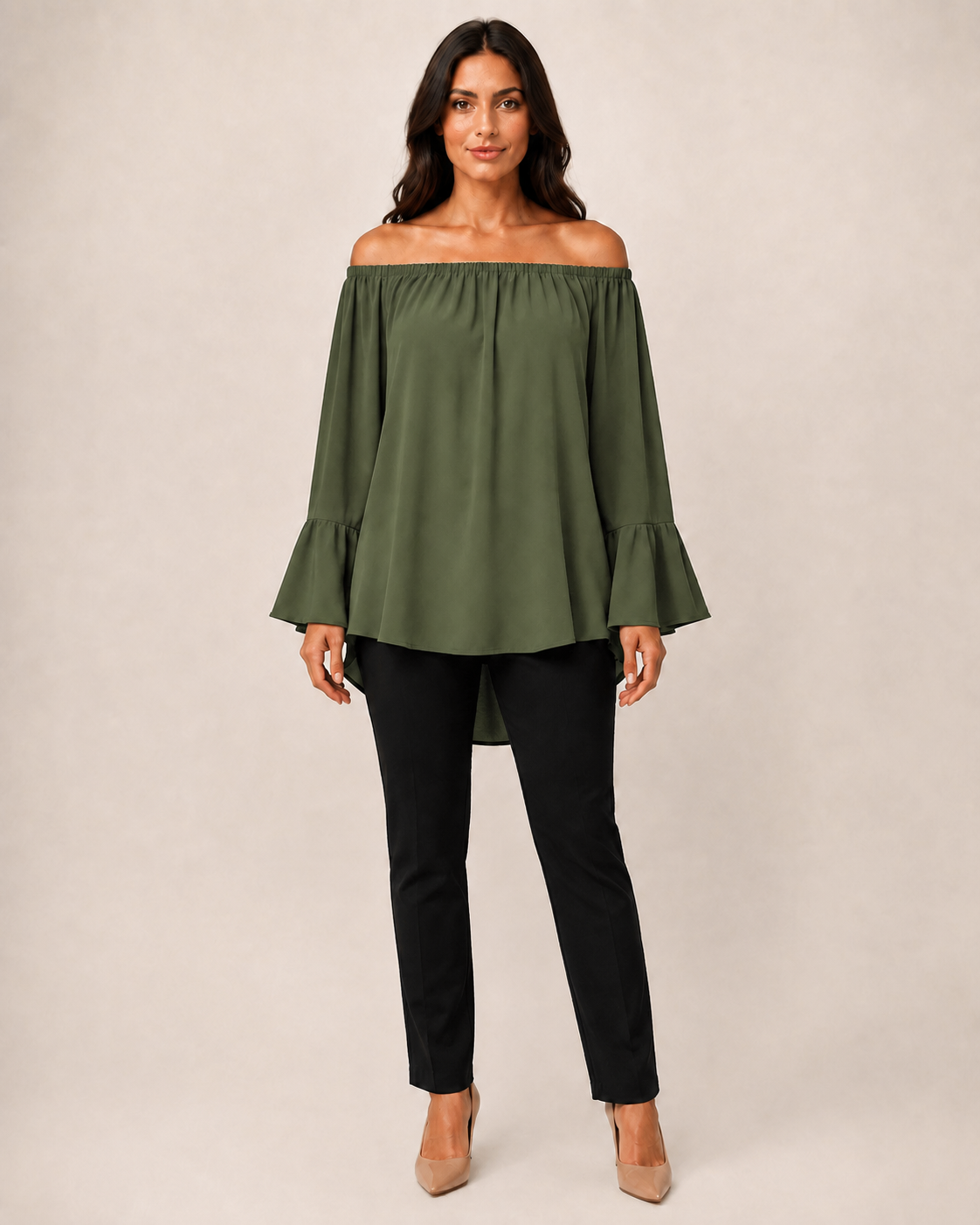 Blusa Bardot con Maniche a Campana